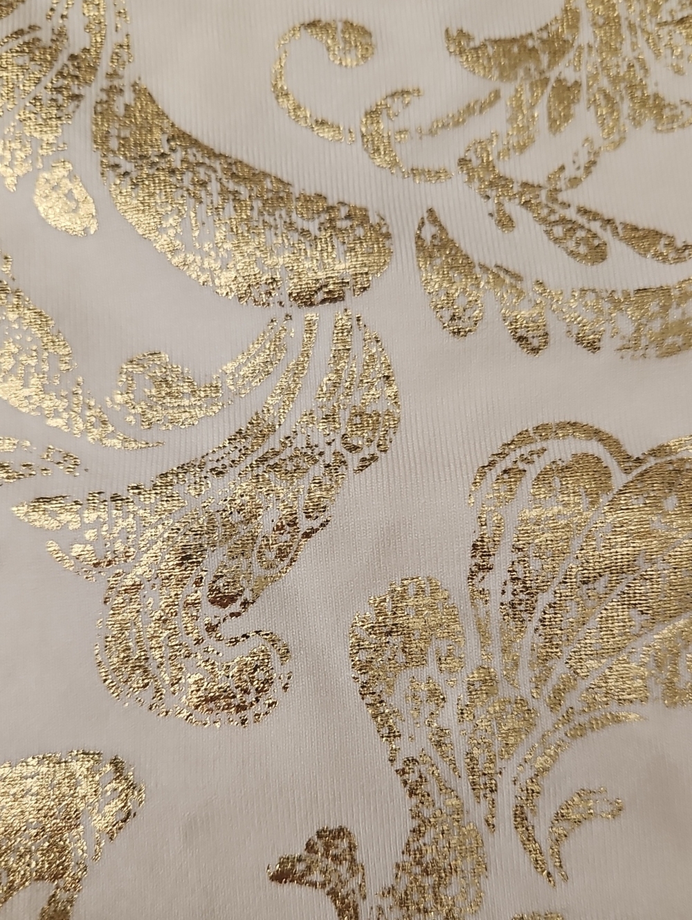 Chico’s Size 2 Touch of Cool Gold Metallic Foil Long Sleeve Top L - Picture 4 of 7
